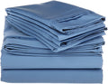 Egyptian Cotton Queen Size Sheet Set, 4Pc Bed Set, Soft & Breathable Percale Weave, Fits 10-12' Deep Pocket, Hotel-Quality 1000 Series Bed Sheets (Solid, Medium Blue)