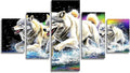 Wolf Diamond Art 5 Piece Diamond Painting Animal 5D DIY Full Round Drill Dimond Art Paintings Rhinestones Crafts for Adults Gem Painting for Home Decor, Large Artwork for Wall 44 x 90 Inch, Model381