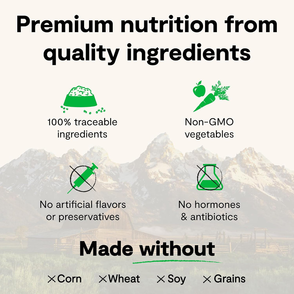 Open Farm, RawMix Grain-Free Dry Dog Food, Protein-Packed Kibble Coated in Bone Broth with Freeze Dried Raw Chunks, Beef Pork & Lamb, Front Range Recipe, 20lb Bag