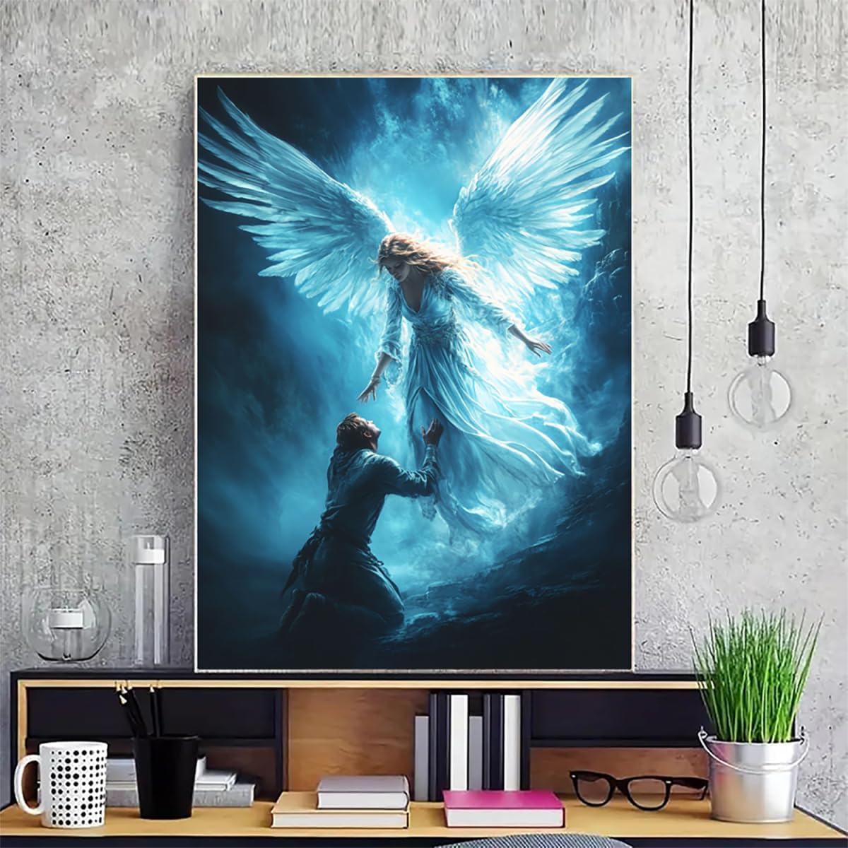 Angel Dimond Painting Kit, Demon Diamond Art Kits for Adults DIY 5D Full Square Dirll Crystal Dots Gem Art Paintings Embroidery Crafts Picture Beginners, Home Wall Decor, Gifts for Women 40x54in g4-7A
