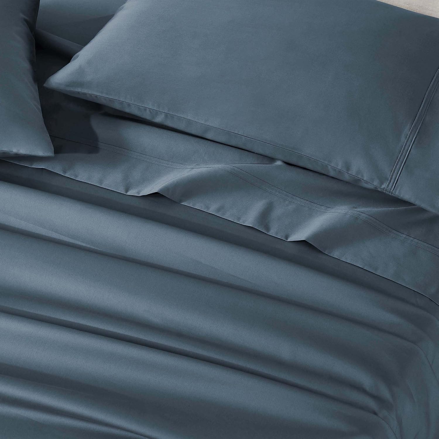 Superior Egyptian Cotton 850 Thread Count Bed Sheet Set, 1 Elastic Deep Pocket Fitted Sheet, 1 Flat Sheet, 2 Pillowcases, Daily Soft Sheets, Luxury, Plush, Hotel, Home Collection, Full, Dark Blue