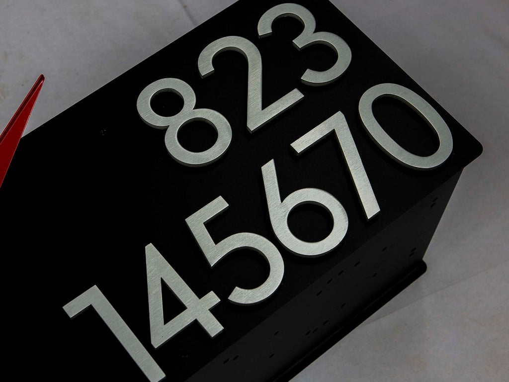Rusty Design Modern Post-Mounted Mailbox with Personalized Address Numbers, Small Size #HC100 (with Six Address Numbers)