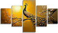 Peacock Diamond Art 5 Piece Diamond Painting Japanese Style 5D DIY Full Square Drill Dimond Art Paintings Crystal Rhinestones Crafts for Adults Gem Painting for Home Decor, 40 x 80 Inch, Model138