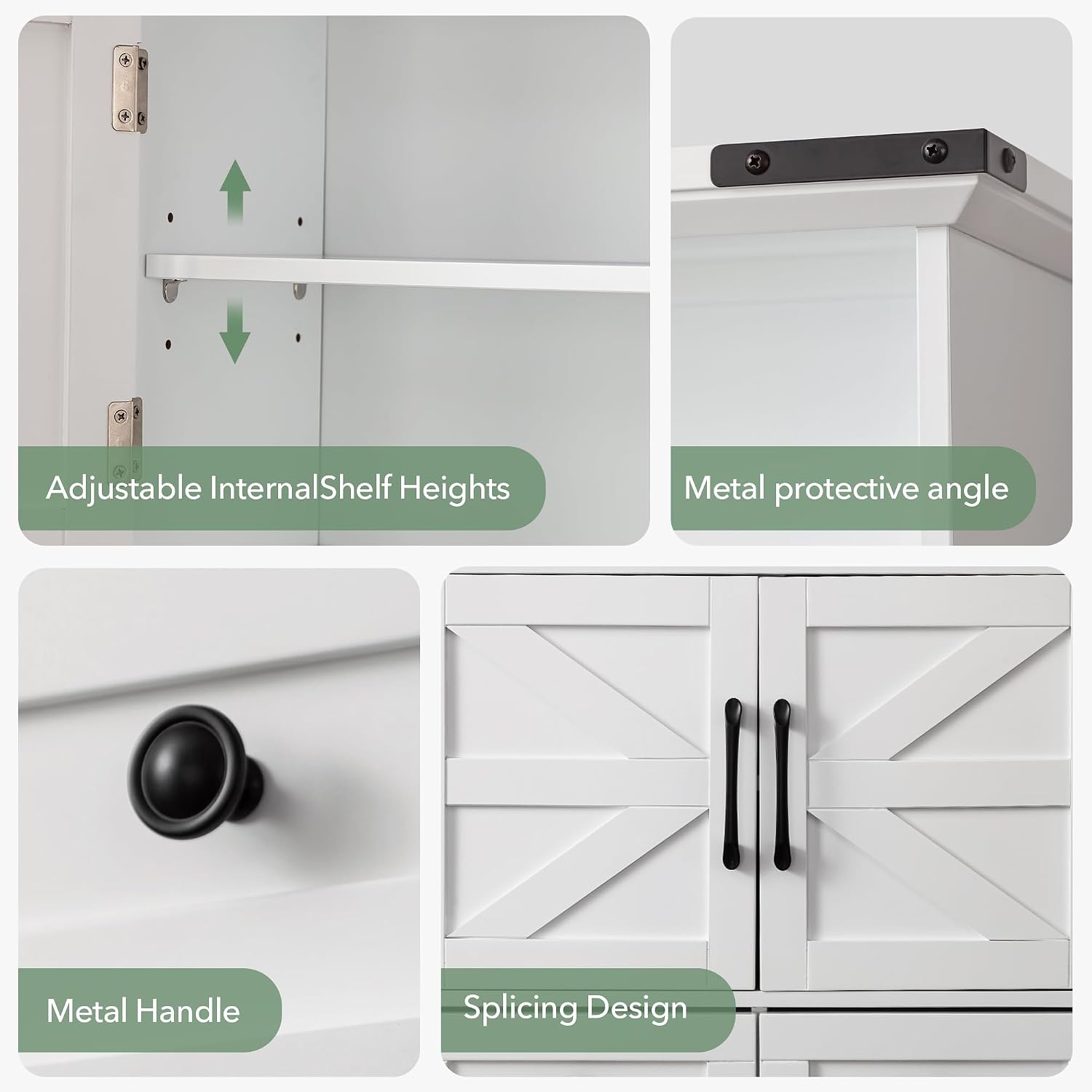 Bathroom Wall Cabinet, 23' x 25' Farmhouse Over The Toilet Storage with Motion LED Light & Safety Drawers, Wooden Medicine Cabinet, Water-Resistant White Organizer (9' Depth)