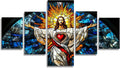 Man Diamond Art 5 Piece Diamond Painting Sunset 5D Full Square Drill Dimond Art Paintings Crystal Rhinestones Crafts for Adults Gem Painting for Home Decor, Large Artwork for Wall 36 x 70 Inch,Model12