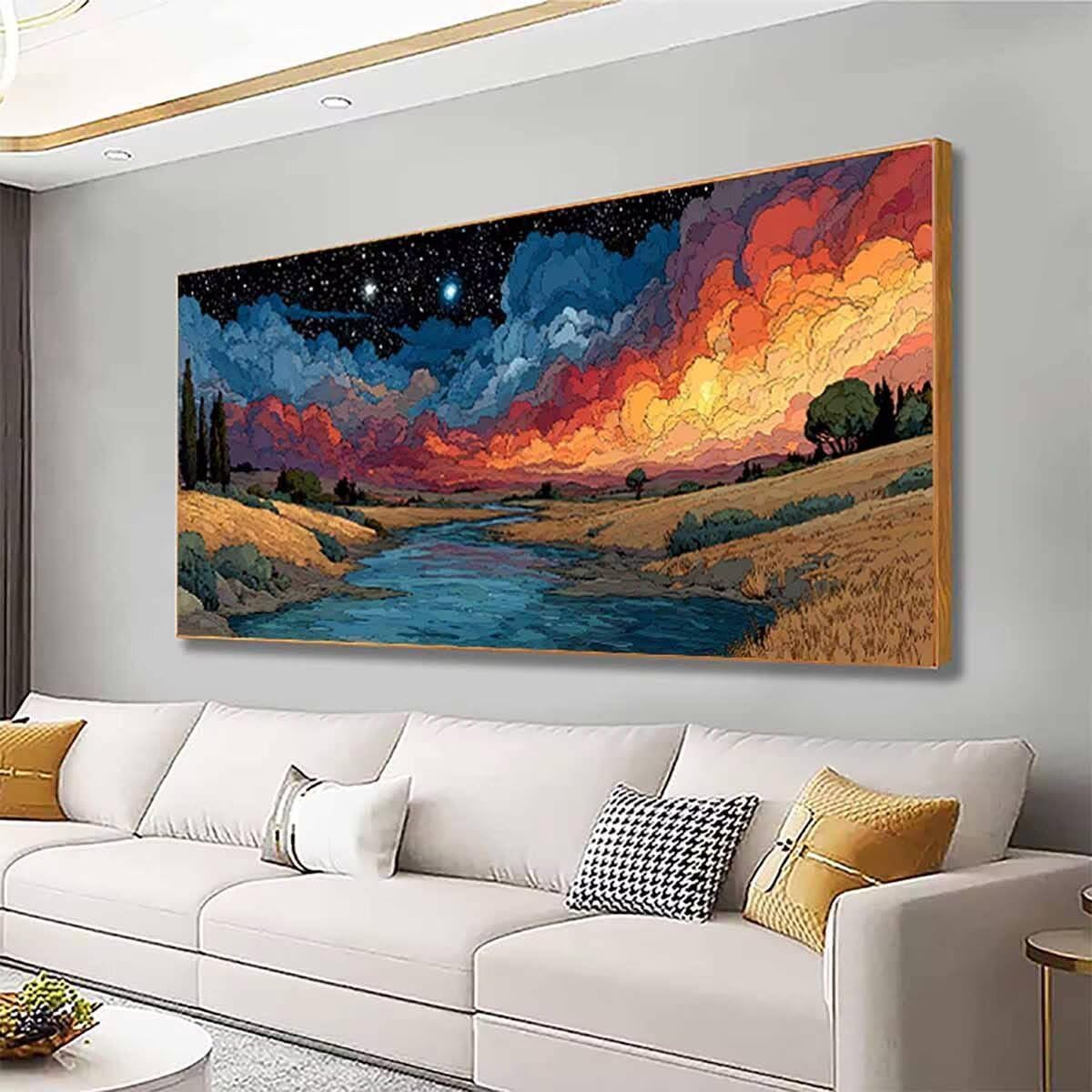 Cloud Dimond Painting Landscape Diamond Art Kits for Adults Beginners DIY 5D Square Full Dirll Crystal Gem Art Embroidery Paintings Crafts Picture Kit, Home Wall Decor, Hobbies for women 40x80in j0-w0