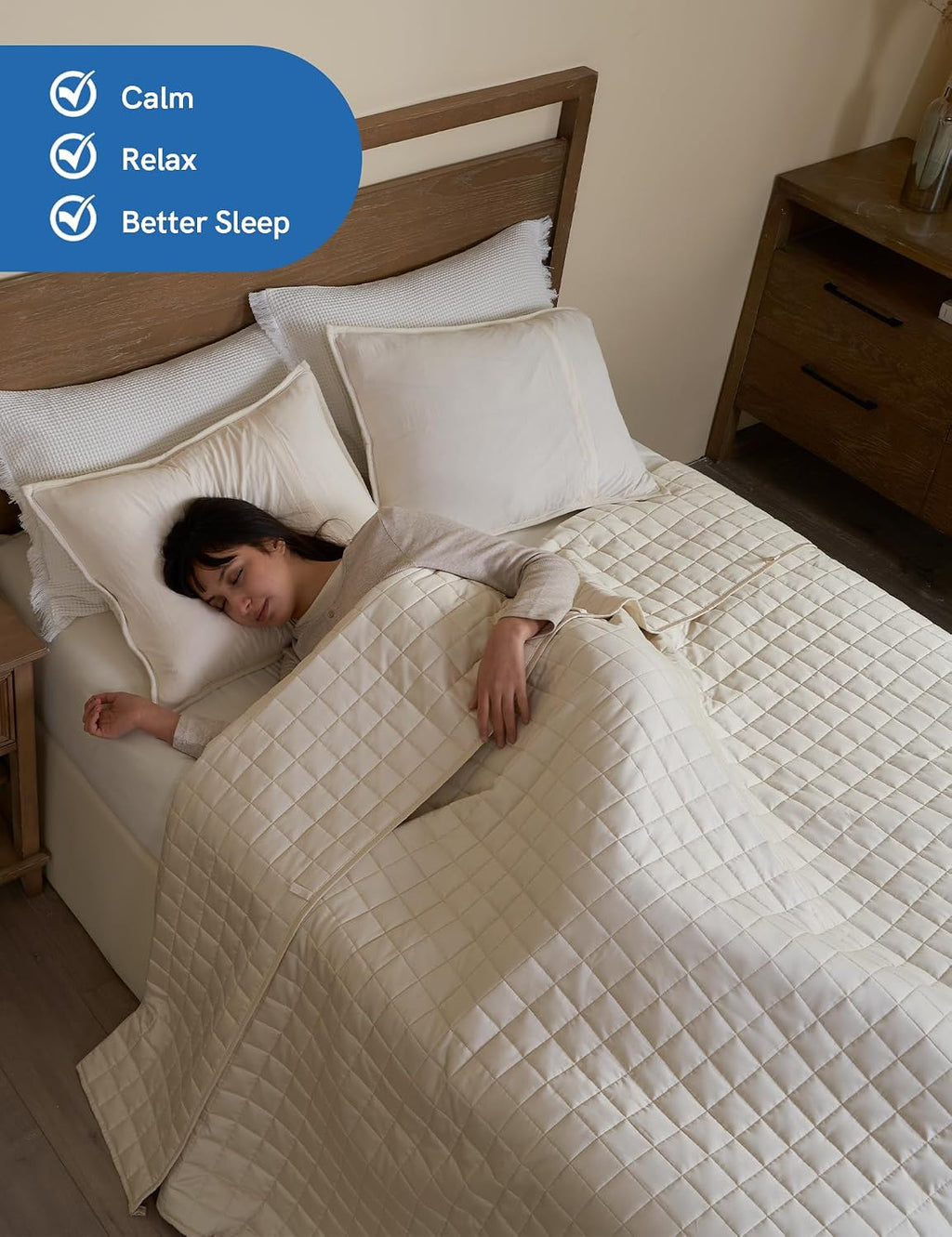 YnM King Size Cooling Weighted Blanket for Adults (88x104 Inches, 15 Pounds, Champagne Beige), Perfect for Hot Sleepers with Cooling Rayon, Heavy Bed Blanket for Couple on Queen or King Bed
