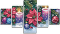 Snowflake Diamond Art 5 Piece Diamond Painting Candle 5D DIY Full Round Drill Dimond Art Paintings Crystal Crafts for Adults Gem Painting for Home Decor, Large Artwork for Wall 60 x 120 Inch, Model75