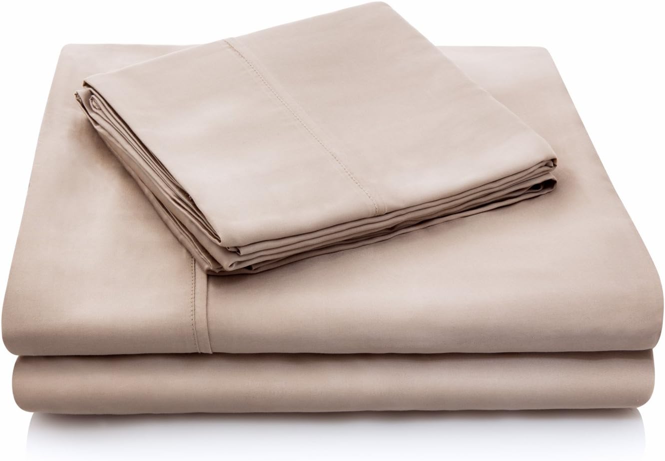 Malouf Soft and Eco Friendly Tencel Pillowcase-and-Sheet-Sets, Queen, Ecru