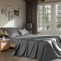 100% Egyptian Cotton Sheets Queen Size 4 Pcs Sheet Sets 1200 Thread Count 16' Deep Pocket Fitted Sheet Soft Breathable Bedding Set (Queen, Dark Gray)
