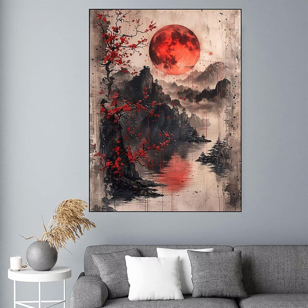 Japan Diamond Art Kits for Adults Beginners, Landscape Diamond Painting Large 36x48inch, 5D Gem Art Crafts for Adults Mosaic Kits, Full Drill Square Dimond Dots Crystal Paintings, Home Decor -zjn262N
