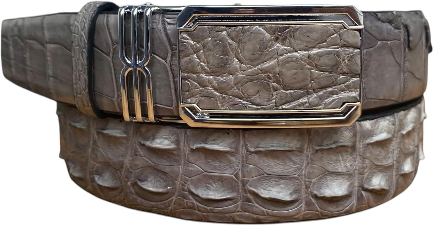 Genuine Alligator Leather Belts Buckle for Men, Crocodile Skin Belt for Mens