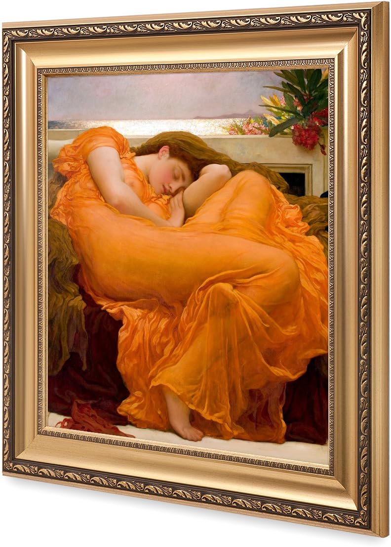 DECORARTS - Flaming June, Frederic Leighton Classic Art. Giclee Prints Framed Art for Wall Decor. Framed size: 26x30