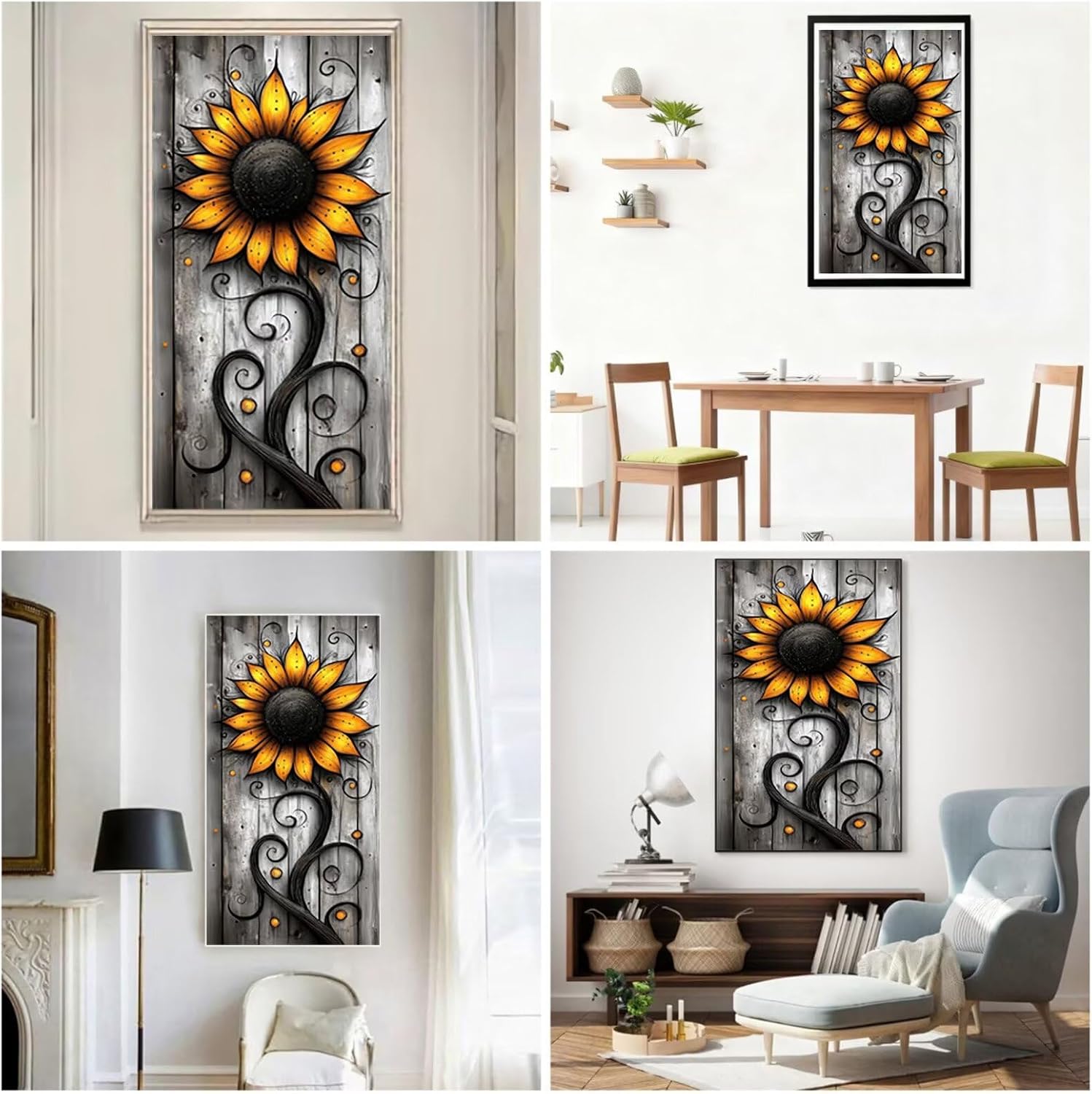 Diamond Art Kits for Adults Sunflower Diamond Painting Kits, 5D DIY Round Flower Full Drill Dimond Art Paintings Crystal Crafts for Adults for Gift Home Wall Decor, Large Size 36 x 72 Inch, Model873