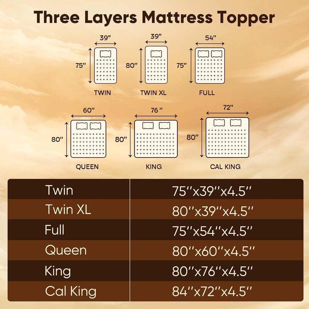 Twin XL Mattress Topper, 4.5 Inch Memory Foam Mattress Topper for Back Pain - 2.5' Cooling Memory Foam Soft and Supportive + 2' Pillow Top Mattress Pad Cover, with 8-21' Deep Pocket, Dark Gray