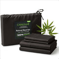 Cariloha Retreat 4-Piece Sateen Sheet Set | Black Sand | Queen | Lyocell Material | Breathable, Corner Straps, Extra Soft & Cooling