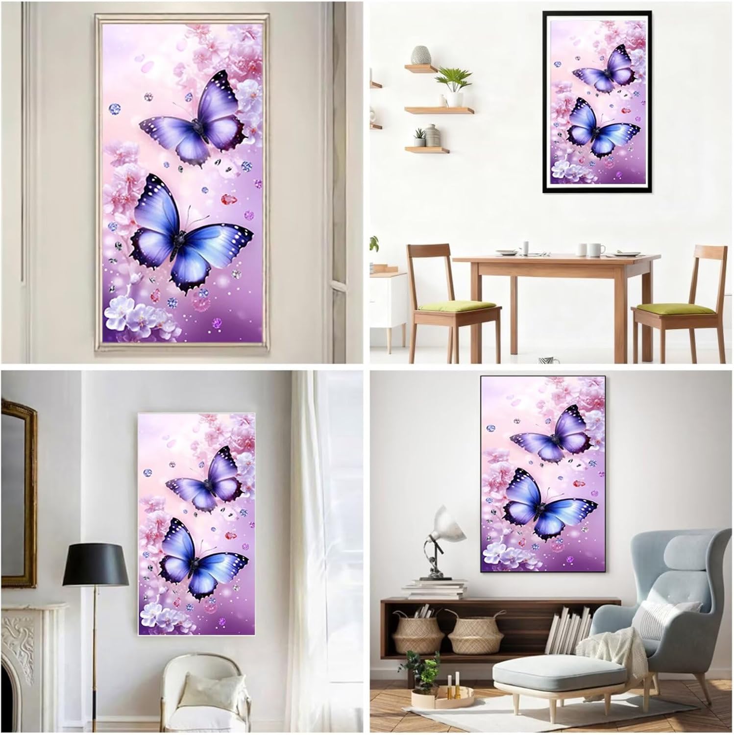 Diamond Art Kits for Adults Butterfly Diamond Painting Kits, 5D DIY Round Flower Full Drill Dimond Art Paintings Crystal Crafts for Adults for Gift Home Wall Decor, Large Size 36 x 72 Inch, Model813
