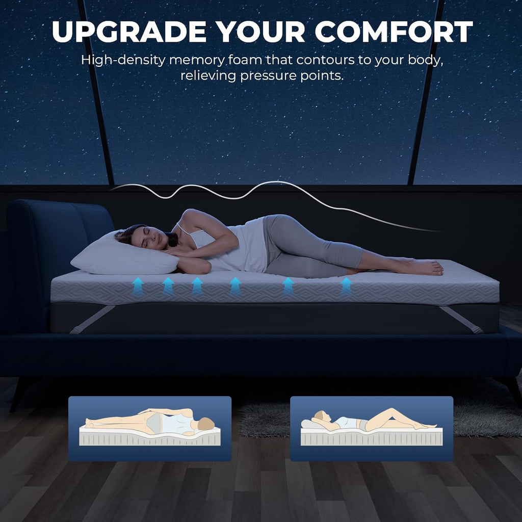 Memory Foam Mattress Topper - 3 Inch Gel Mattress Pad for Pressure Relief, Premium Soft Cooling Sleep Bed Topper, Non-Slip Design with Removable & Washable Cover,Cal King