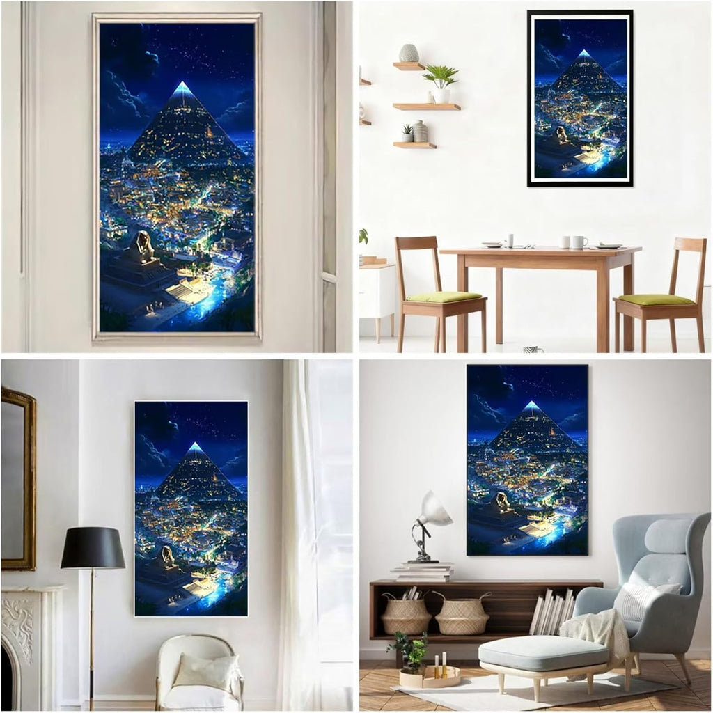 Diamond Art Kits for Adults Egypt Diamond Painting Kits, 5D DIY Square Pharaoh Full Drill Dimond Art Paintings Rhinestones Crafts for Adults for Gift Home Wall Decor, Large Size 36 x 72 Inch, Model702