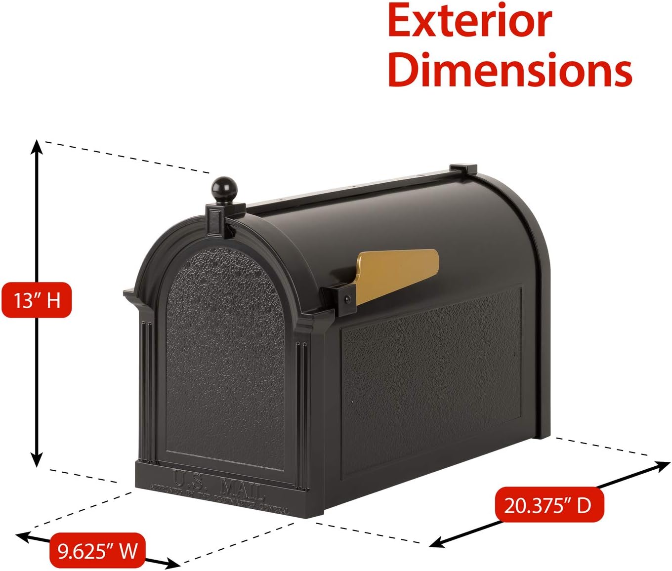 Whitehall Products Capital Mailbox, Black