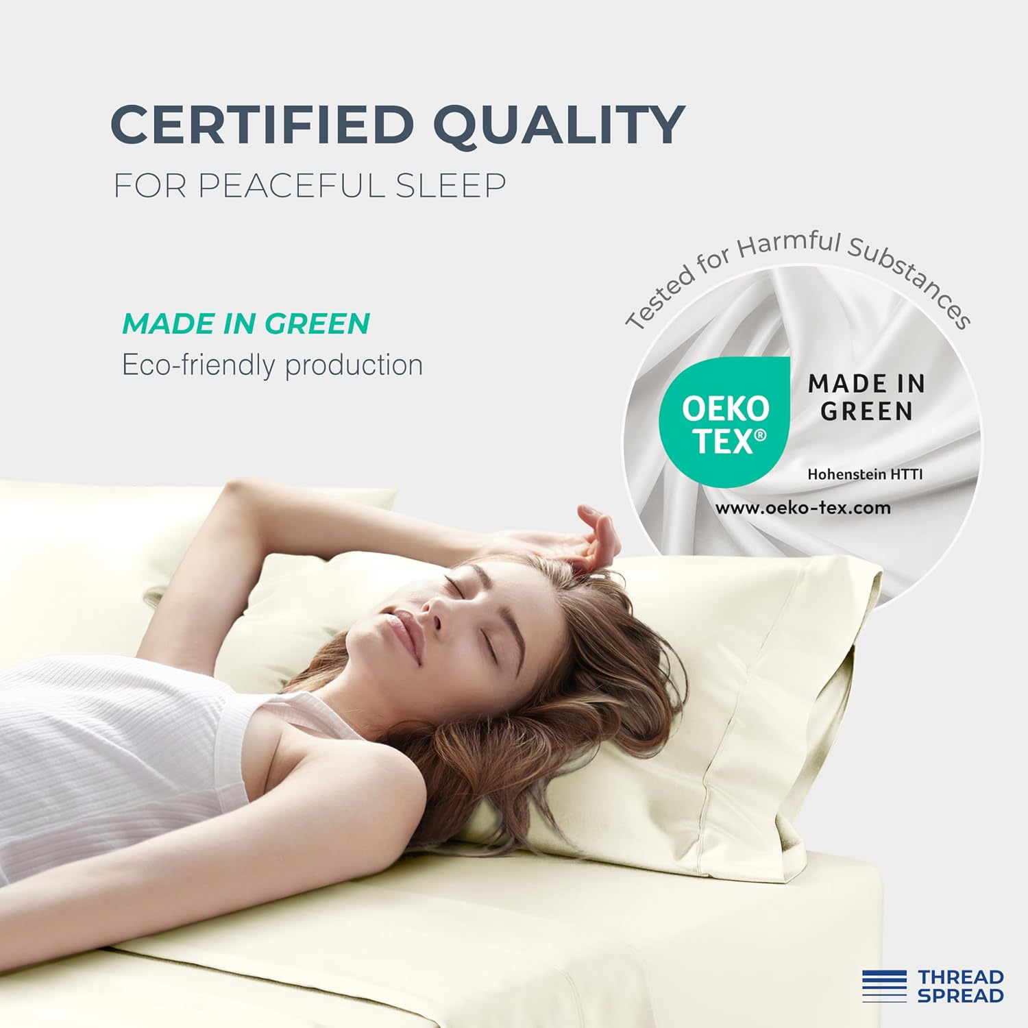 THREAD SPREAD 100% Egyptian Cotton King Size Sheets Set - Luxury 1500 Series Egyptian Cotton Sheets King Size (4 PC, Ivory), Silky Soft, Sateen Weave, Cooling & Breathable, 17' Deep Pocket Bed Set