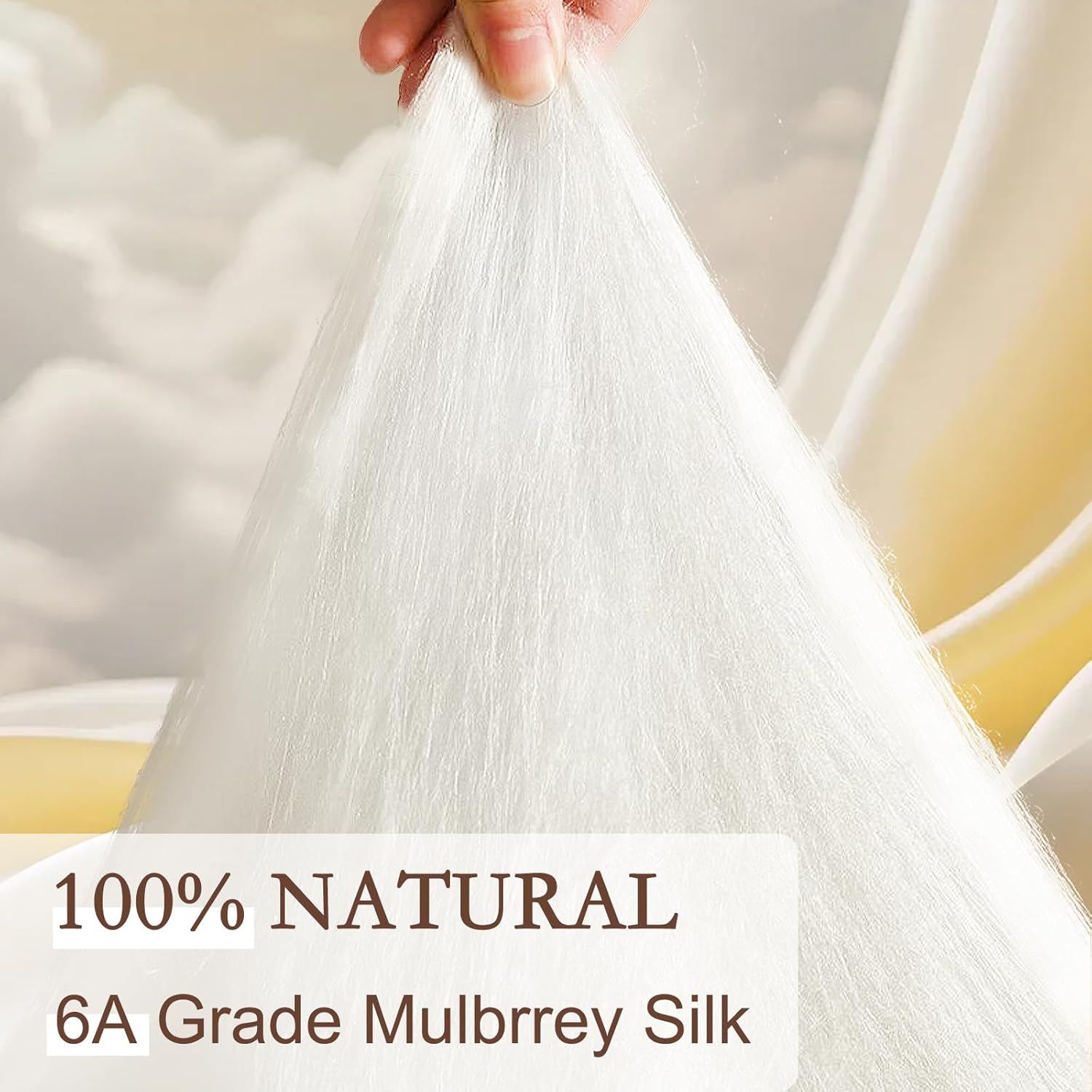 YOUR MOON Luxurious Summer/Spring Lightweight Mulberry Silk Comforter King Size,100% Natural Long Strand Silk Fill Duvet, Luxury Bedding, Cooling Rayon Derived from Bamboo Shell (White)