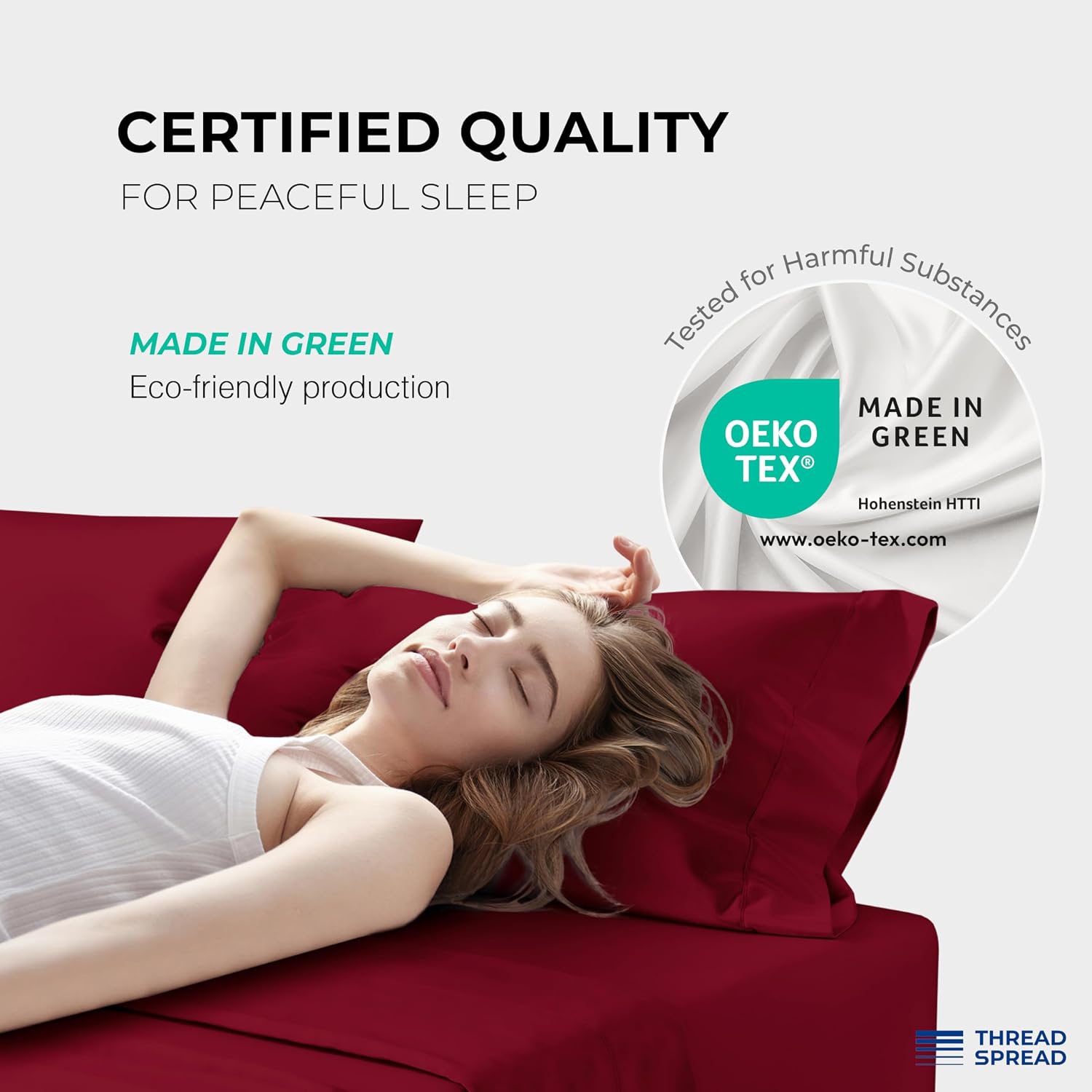 THREAD SPREAD 100% Egyptian Cotton Queen Sheets Set - 1200 Series Plush Collection Luxury Egyptian Cotton Sheets Queen Size Deep Pocket (4 PC, Burgundy), Soft, Cooling, Sateen Weave Sheet Set