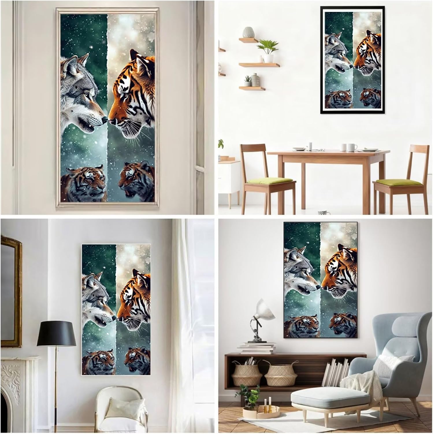Diamond Art Kits for Adults Animal Diamond Painting Kits, 5D DIY Square Tiger Full Drill Dimond Art Paintings Rhinestones Crafts for Adults for Gift Home Wall Decor, Large Size 40 x 80 Inch, Model882