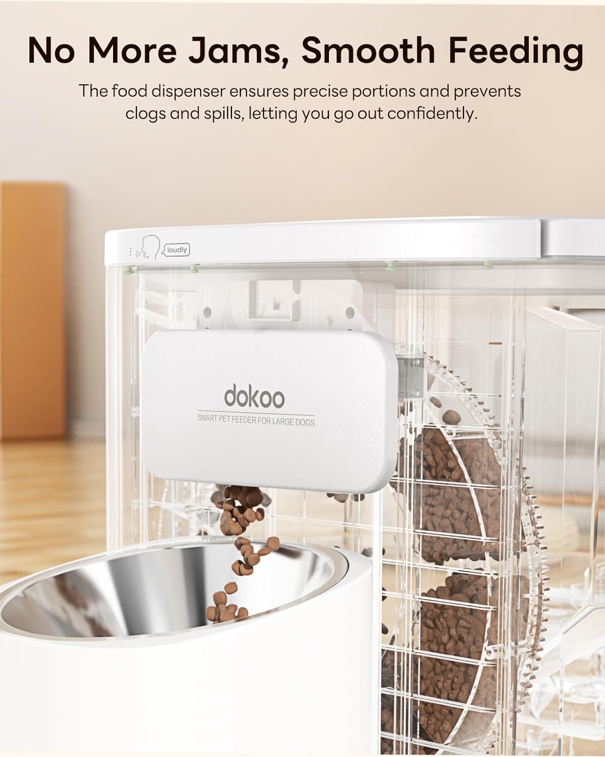 Automatic Dog Feeder for Large Breed, 15L/ 63Cups Vacuum-Sealed Airtight 100% Fresh Timed Home Auto Pet Feeder, Anti-Clog Pet Food Dispenser, 2-22mm Kibble, Voice Record, Dual Power, Stainless Steel