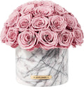 JoyFlower Preserved Flowers in Marble Vase, Snow Plum Marble Vase for Table Centerpiece, Pink Eternal Flower Decorations for Party Home Living Room Bedroom Shop House Hotel, Decorative Flower Decor