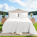 100% Egyptian Cotton Sheet Set 4 Pcs Clifornia King Size Sheets 1000 Thread Count Breathable Soft Bedding Set Fitted Sheet with 16' Deep Pocket (California King, White)