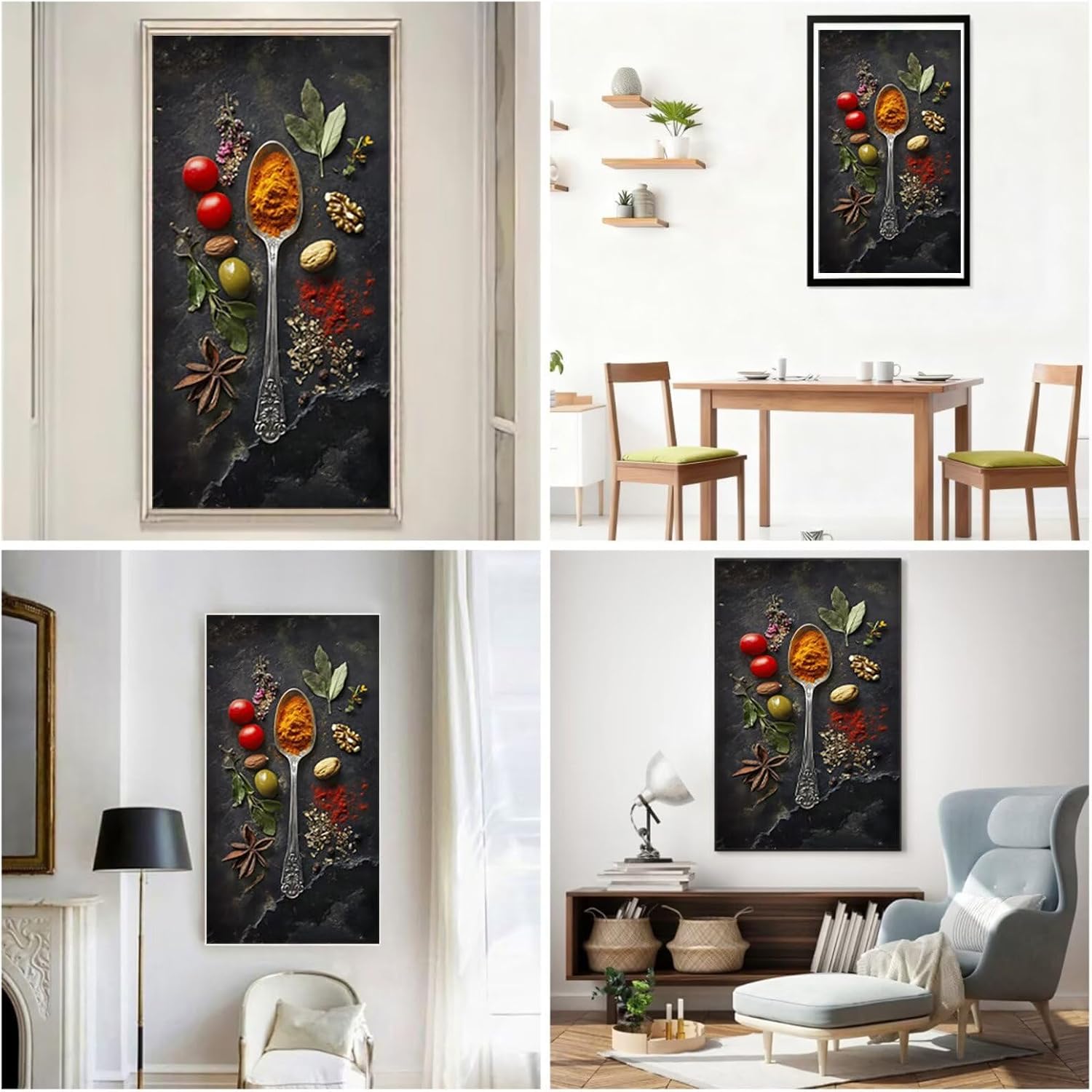 Diamond Art Kits for Adults Spices Diamond Painting Kits, 5D DIY Round Spoon Full Drill Dimond Art Paintings Crystal Rhinestones Crafts for Adults for Home Wall Decor, Large Size 40 x 80 Inch,Model711
