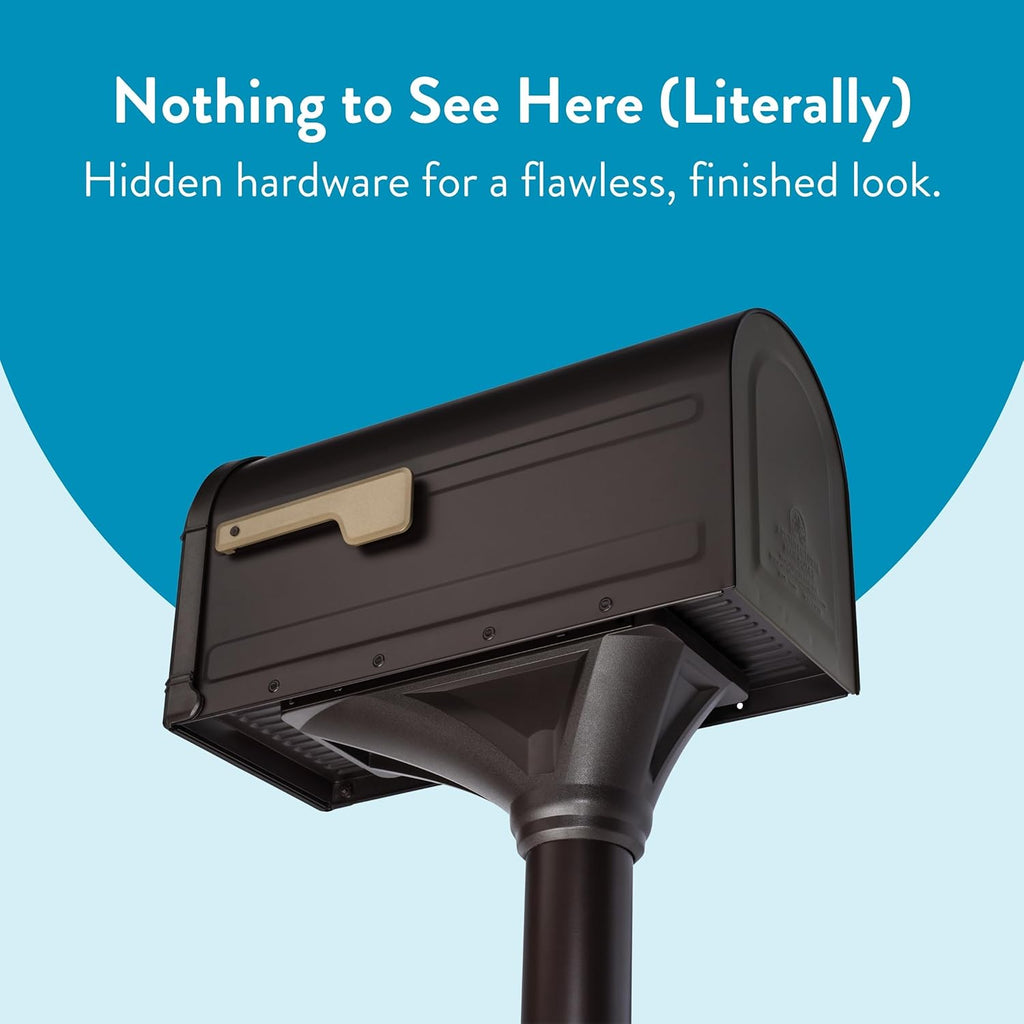 Architectural Mailboxes Roxbury™ Weather-Resistant Steel Metal Mailbox for outside with Post, Rubbed Bronze, Medium Curbside Mailbox with Magnetic Latch, USPS Approved for Residential Delivery