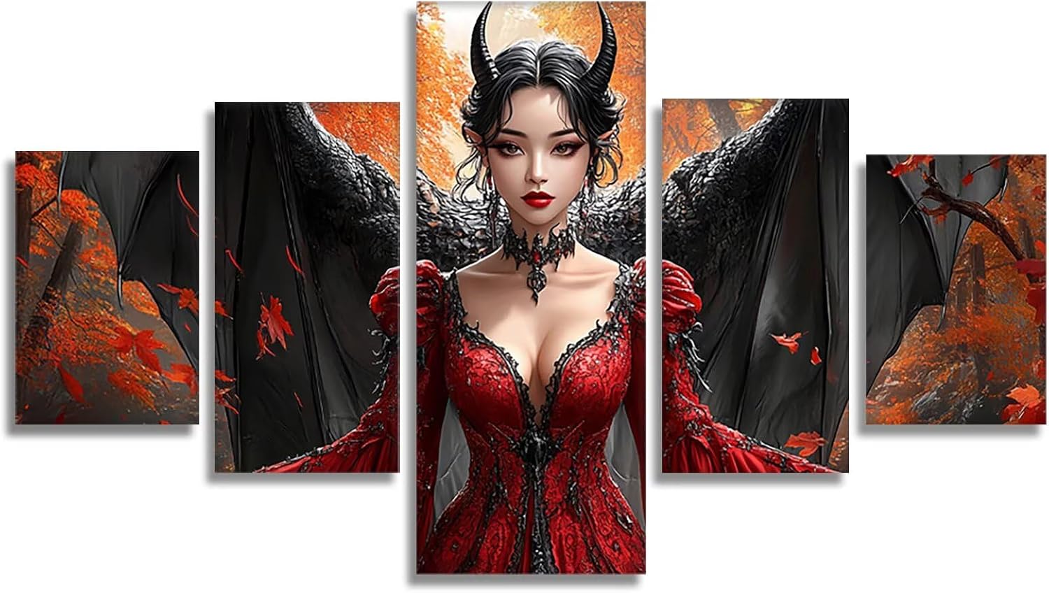 Woman Diamond Art 5 Piece Diamond Painting Wing 5D DIY Full Square Drill Dimond Art Paintings Rhinestones Crafts for Adults Gem Painting for Home Decor, Large Artwork for Wall 44 x 90 Inch, Model432
