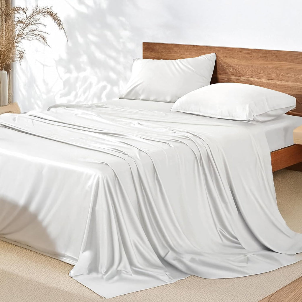 BedVoyage - Viscose from Bamboo Sheets Full Size - Cooling Sheets - Luxury Bed Sheets 18' Deep Pocket - Ultra Soft Sheet and Pillowcase Sets - White
