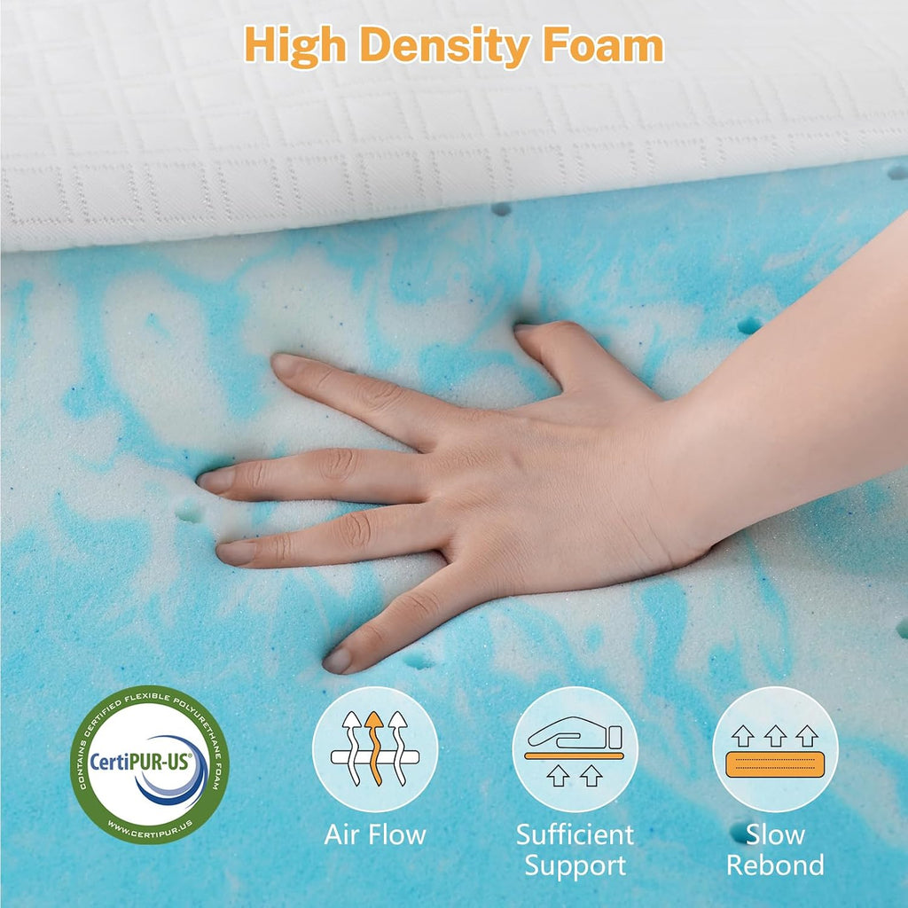 Extra Firm Mattress Topper Queen Size, 3 Inch High Density Bed Topper - Extra Support Foam for Back Pain Relief, Firm to Extra Firm Dual Sides Flippable Mattress Pad with Washable Cover, CertiPUR-US