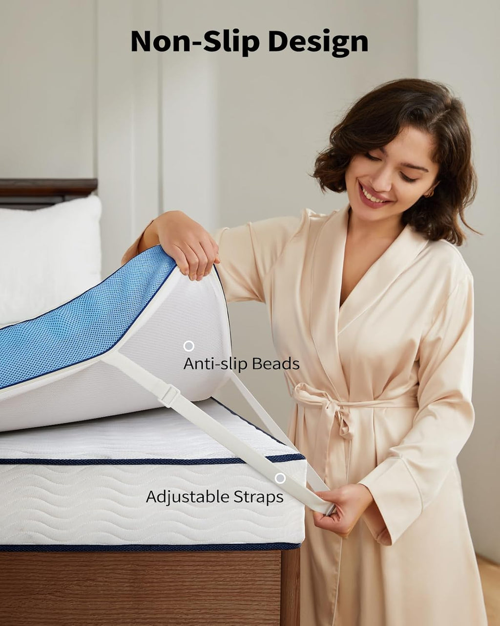 PERLECARE 4 Inch Firm Mattress Topper Queen, Cooling Gel-Infused & Bamboo Charcoal Memory Foam Bed Topper for Pressure Relief, High-Density Mattress Pad with Removable Cover