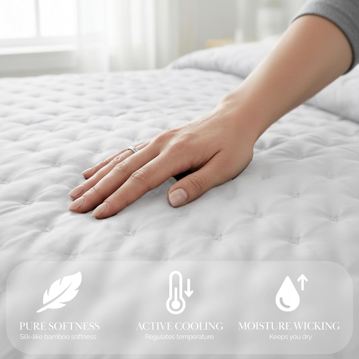 Southshore Fine Living, Inc. King Size White Quilt Bedding Set with 2 Pillow Shams, Rayon Derived from Bamboo Quilt/Bedspread, King Size Coverlet, 300 Thread Count Bedding, Bright White