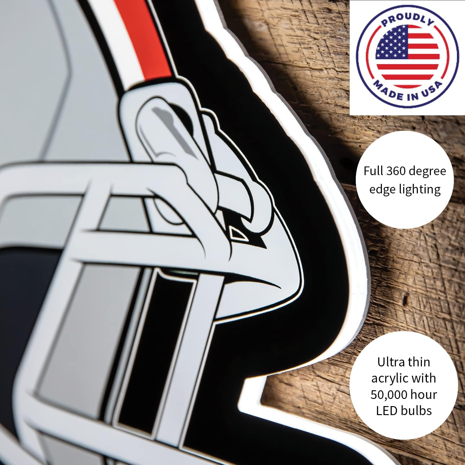 Team Sports America Evergreen NFL Minnesota Vikings Ultra-Thin LED Light Wall Sign Decor | Full Size Replica Helmet | 19.5 x 15 Inches | Made in the USA