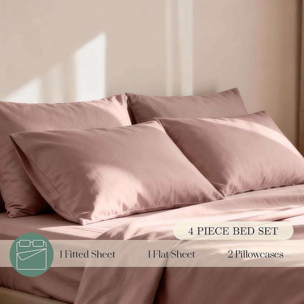 CASILVA Eucalyptus Sheets - Infused with Silver for Anti-Odor, Softer Than Silk Fibers, More Cooling Than Cotton - Perfect for Hot Sleepers & Sensitive Skin - 100% Tencel Lyocell - Queen Sheet Set