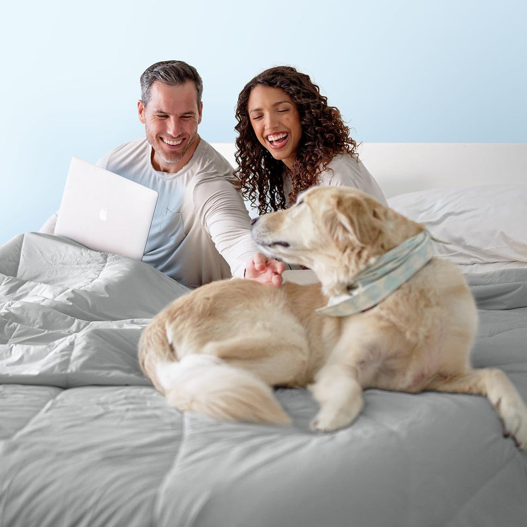Dream Valley® Outlast® Deepsleep Cooling Comforter, Full/Queen Size, NASA-Grade Space Technology Cooling Blanket for Hot Sleepers Night Sweats, Q-Max > 0.45 Aerocool™ Breathable, Cool Grey, 90'x90'