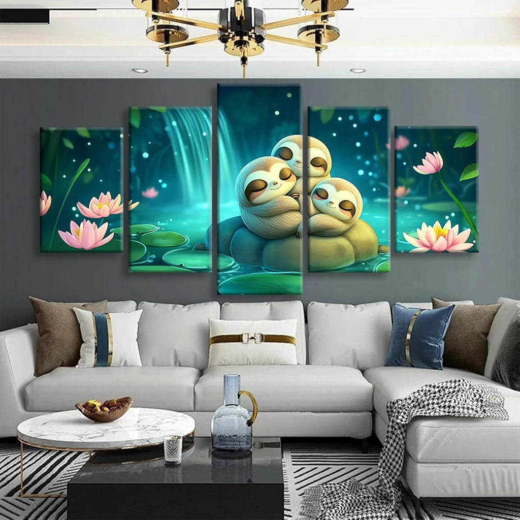 Sloth Diamond Art 5 Piece Diamond Painting Animal 5D DIY Full Round Drill Dimond Art Paintings Rhinestones Crafts for Adults Gem Painting for Home Decor, Large Artwork for Wall 40 x 80 Inch, Model471