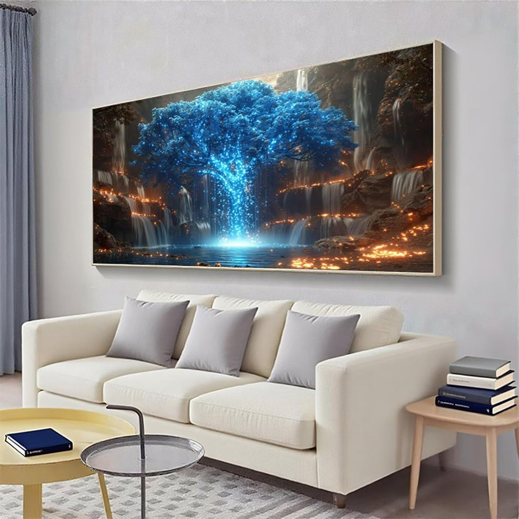 Diamond Painting Tree Diamond Art Kits for Adults, Dimond Art Paintings Waterfall Paint by Numbers Kit for Beginner, DIY Full Drill Gem Arts and Crafts Painting, Home Wall Decor 40x88 Inch R2-995