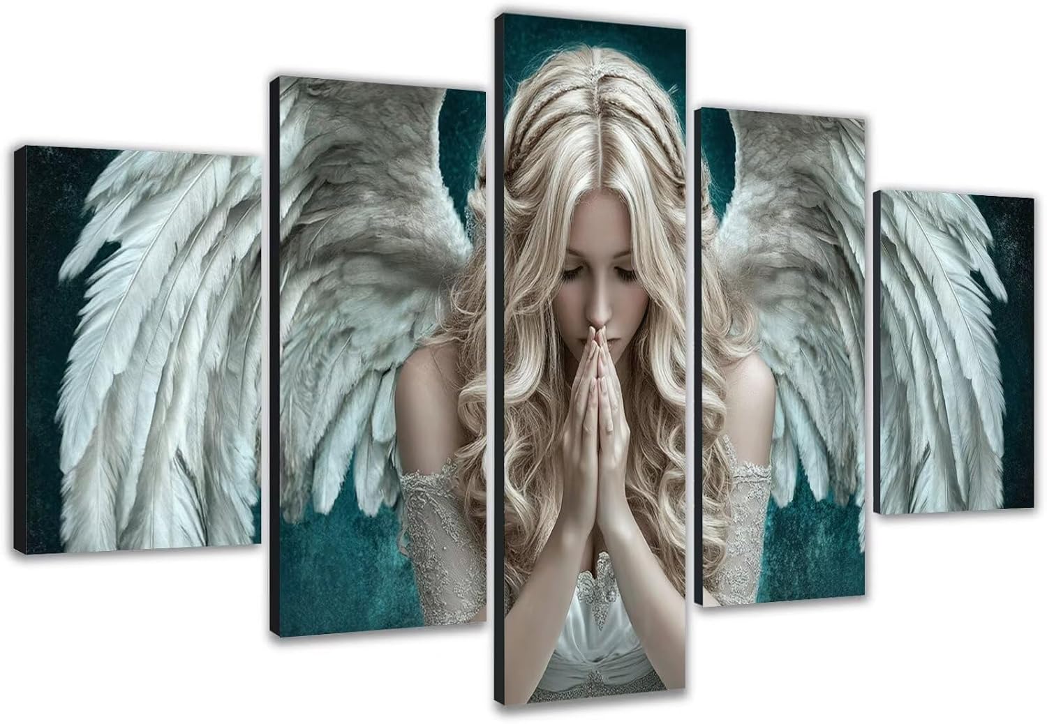 Large Diamond Art Kits for Adults Angel 5 Panel Diamond Painting Women 2 Paint by Numbers Kit for Adults，DIY 5D Full Square Drill Embroidery Cross Stitch Art Supplies, for Room Decor 39x79in 0b-197