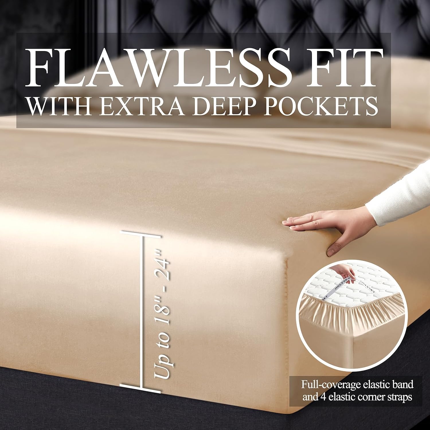 18-24 Inch Extra Deep Pocket California King Size Sheets Set, 100% Viscose Derived from Bamboo Sheets Cal King Size Bed Sheets, 4Pcs Soft Taupe Cooling Sheets for Hot Sleepers