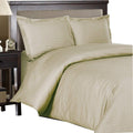 Royal Hotel Bedding Full Size Bed in a Bag 8PC Set, 600 Thread Count 100% Cotton, Soft Down Comforter, Striped Tan, Sheet Set & Duvet Cover