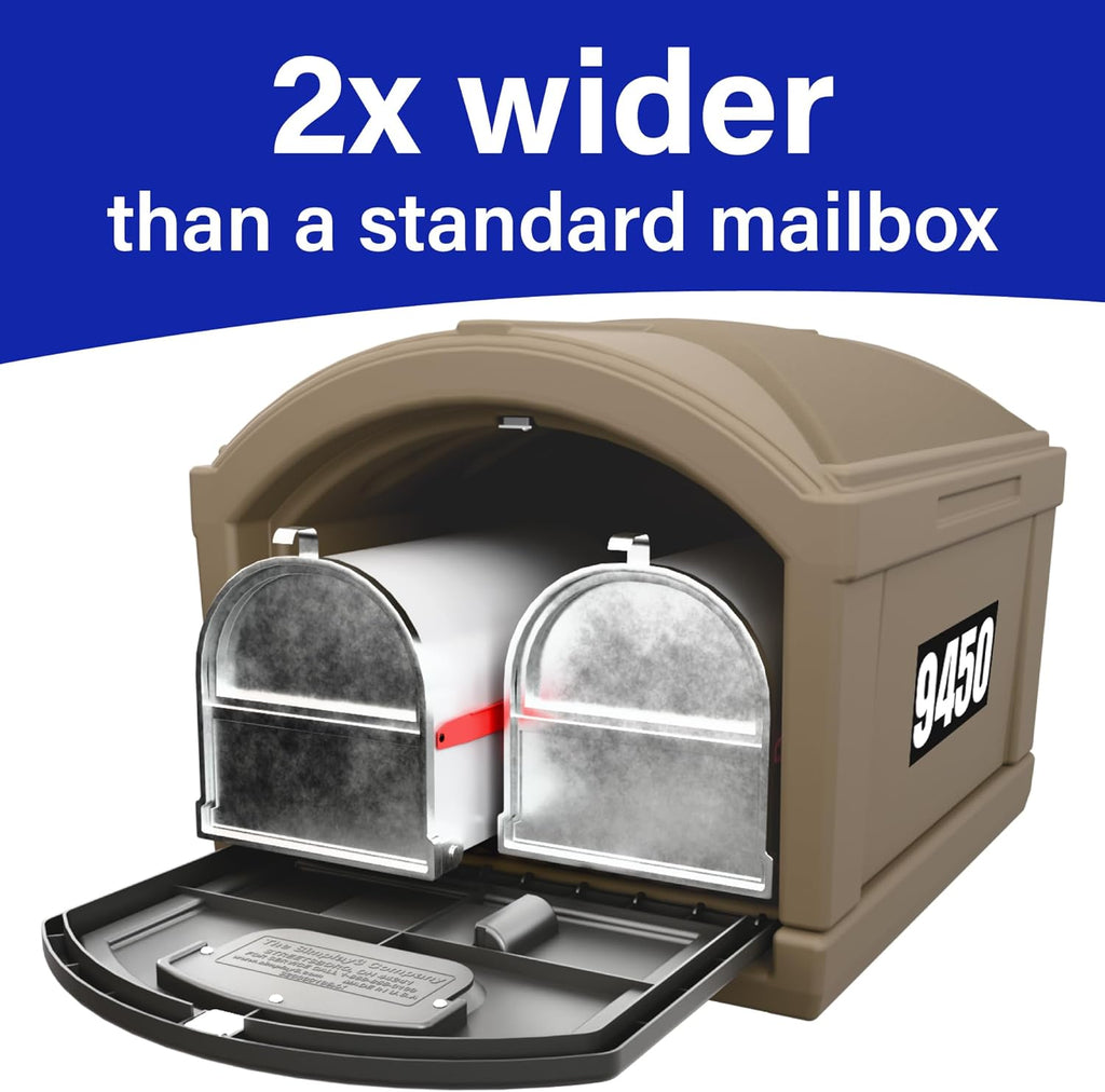 Simplay3 USPS T4 Extra Large Capacity XL Mailbox and Post Cover with Durable Double-Wall Construction, Weather-Resistant Design, Driftwood, Made in the USA