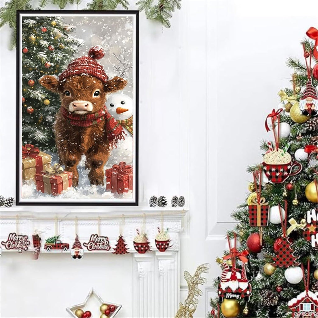 Diamond Art Kits for Adults Highland Cattle Diamond Painting Kits, 5D DIY Round Christmas Full Drill Dimond Art Paintings Crafts for Adults for Gift Home Wall Decor, Large Size 40 x 80 Inch, Model831