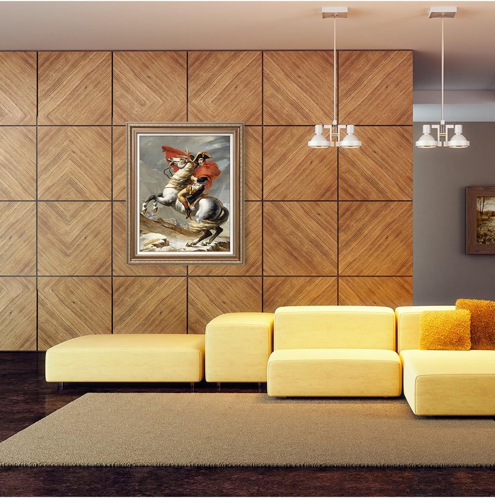 DECORARTS - Napoleon Crossing The Alps, Jacques Louis David Classic Art. Giclee Prints Framed Art for Wall Decor. Picture Size: 24x30 in, Framed Size: 30x36 in