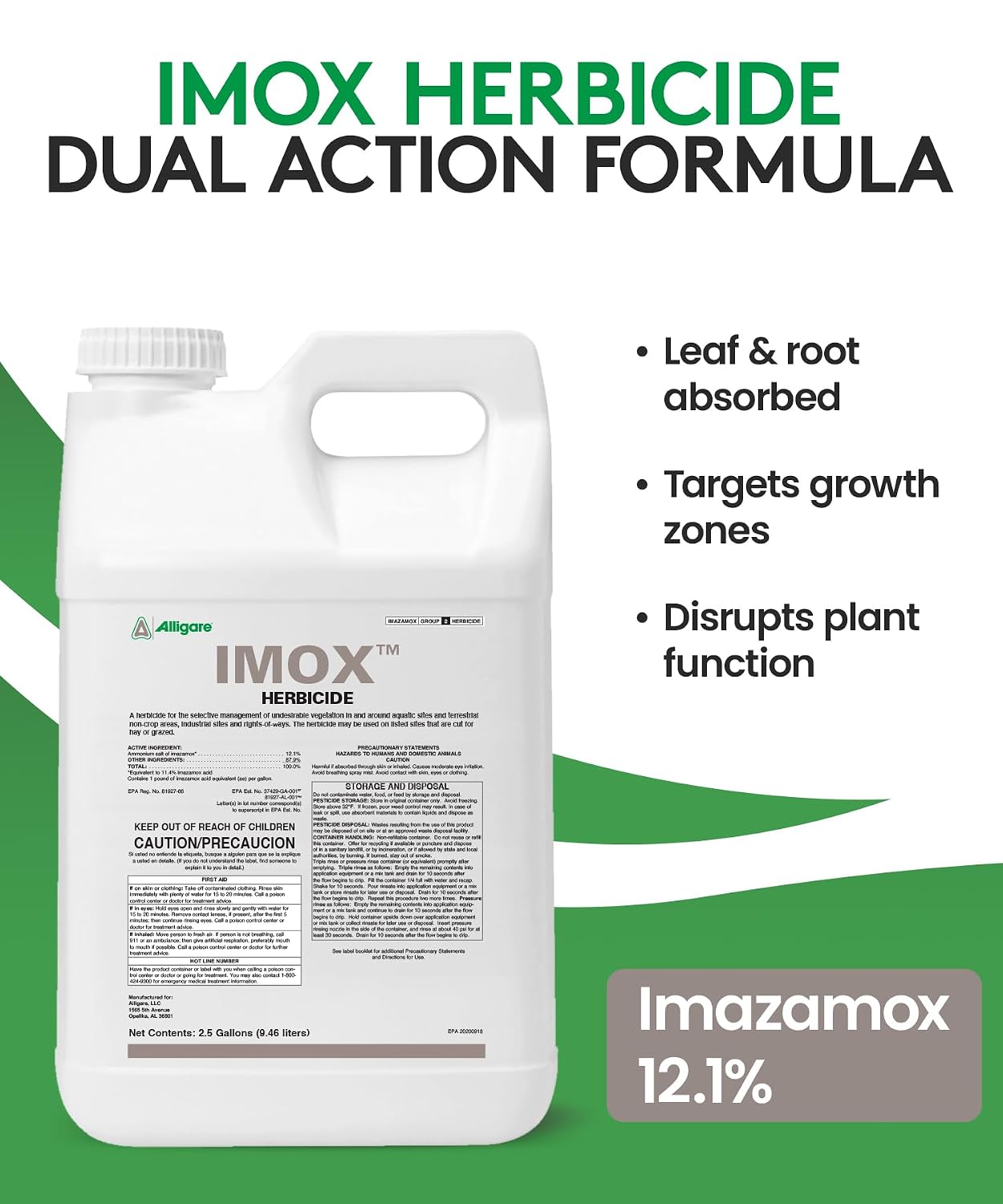 Alligare Diquat Aquatic Herbicide to Control Bluegrass, Duckweed, Hydrilla & More - Glyphosate Alternative, Fast-Acting Non-Selective Liquid Weed Killer for Aquatic & Landscape Use - 2.5 Gallon